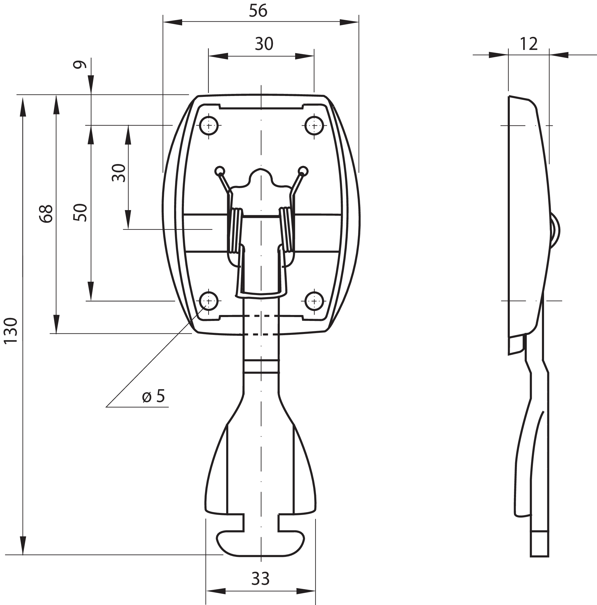 Aufbau-Hakenteil mit T-Stück 90