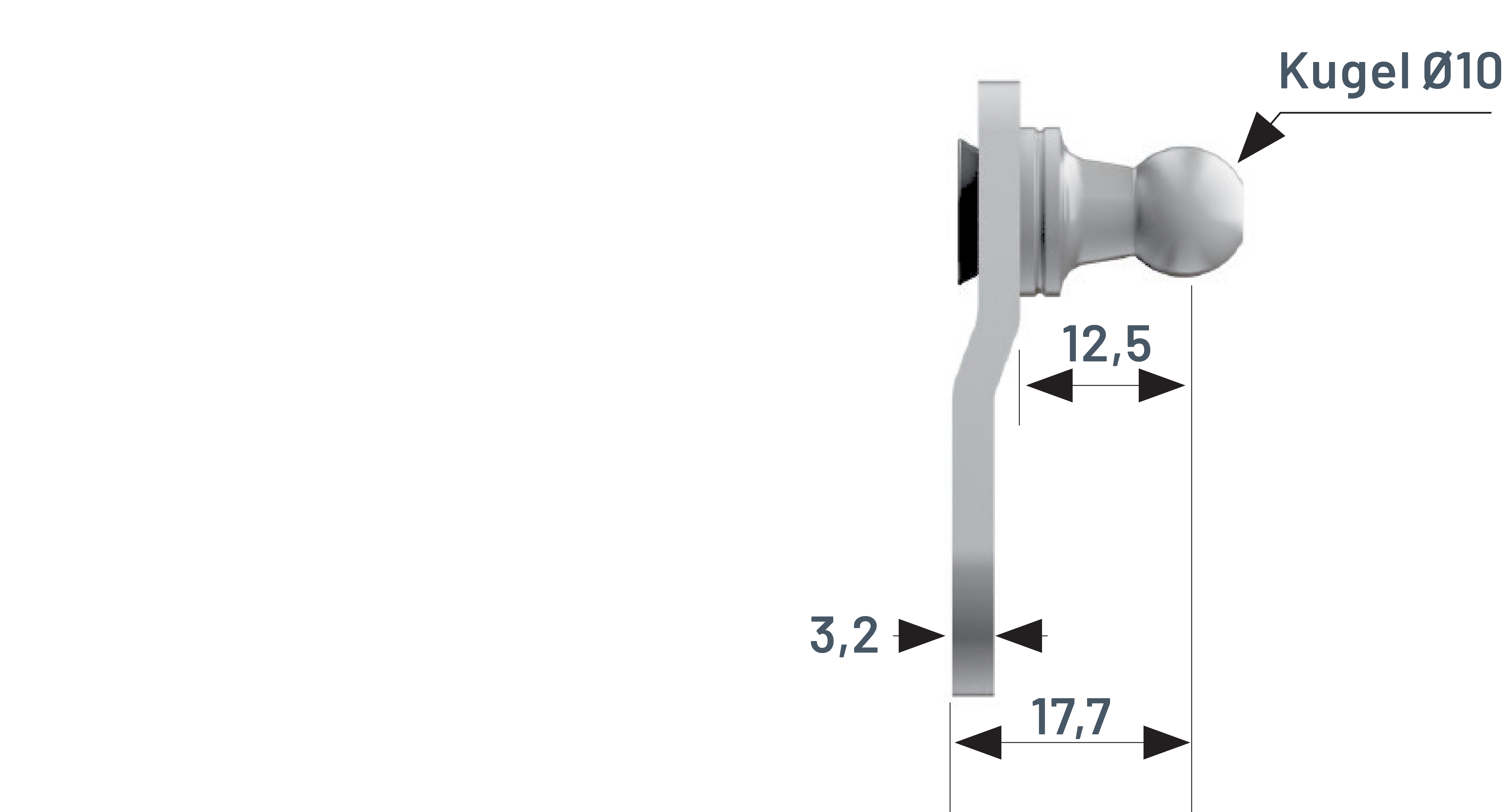 Winkelblech mit Kugelzapfen ⌀ 10 mm für ST-3