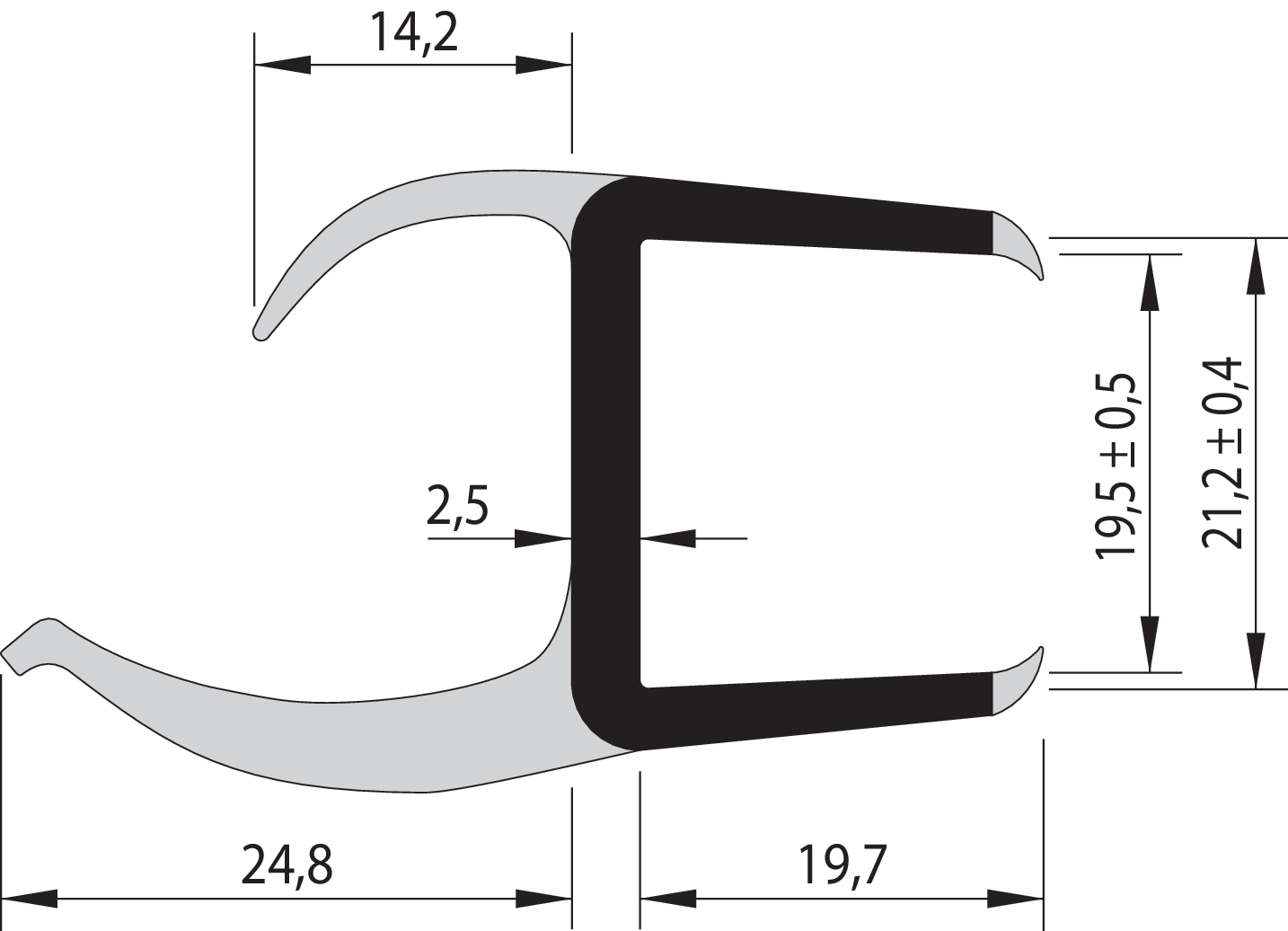 S-L-PVC-Dichtung 21/2-LI/2700 mm