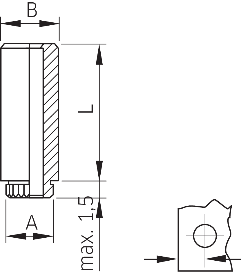Captive® Einpress-Buchsen für Kunststoffe ohne Gewinde St (Serie CKFE)