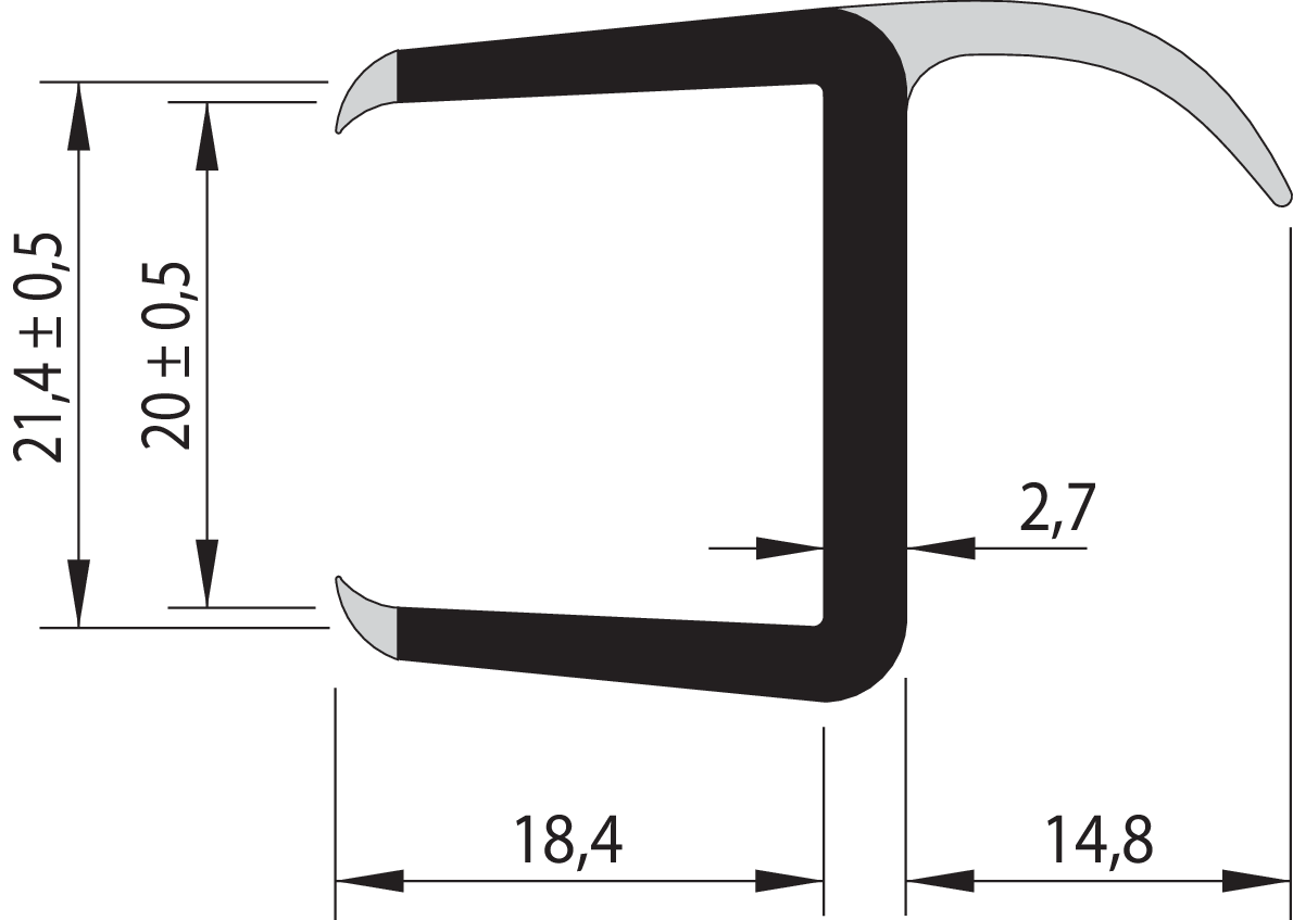 S-L-PVC-Dichtung 21/1-LI/2700 mm