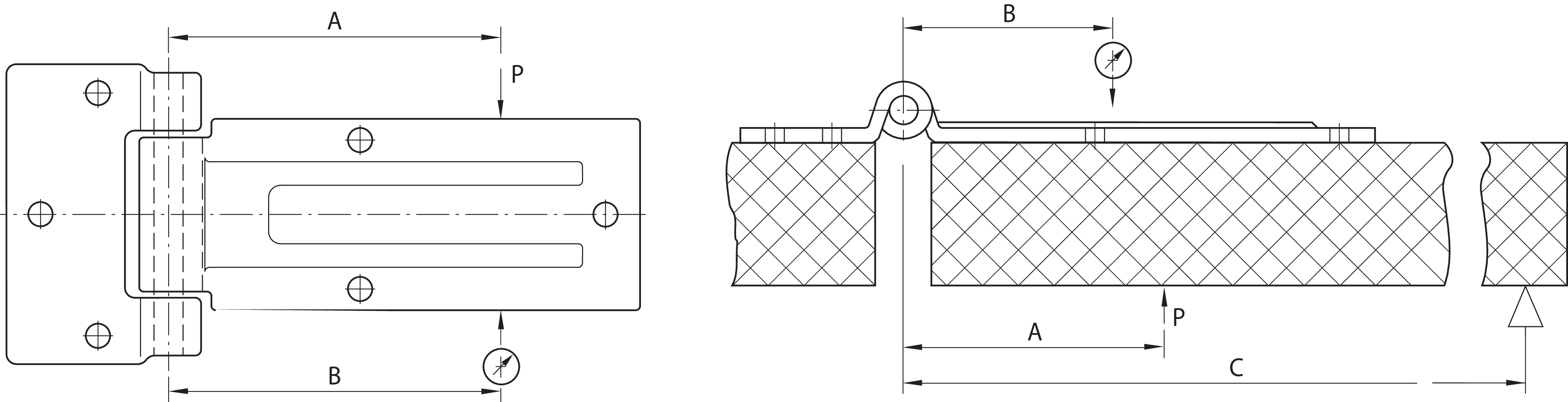 Scharnier kpl. gerade Edelstahl 165LG
