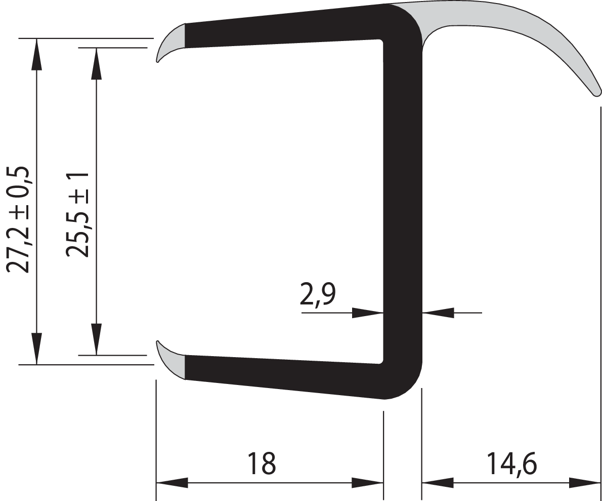 S-L-PVC-Dichtung 27/1-LI/2700 mm